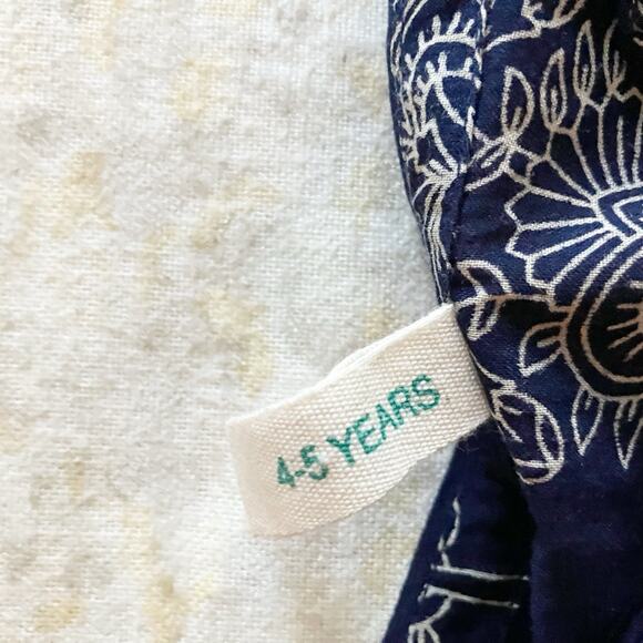 Anokhi Koki Girls Size 4-5 Dress 100% Cotton 3/4 Sleeve Dark Blue Paisley - Picture 4 of 11